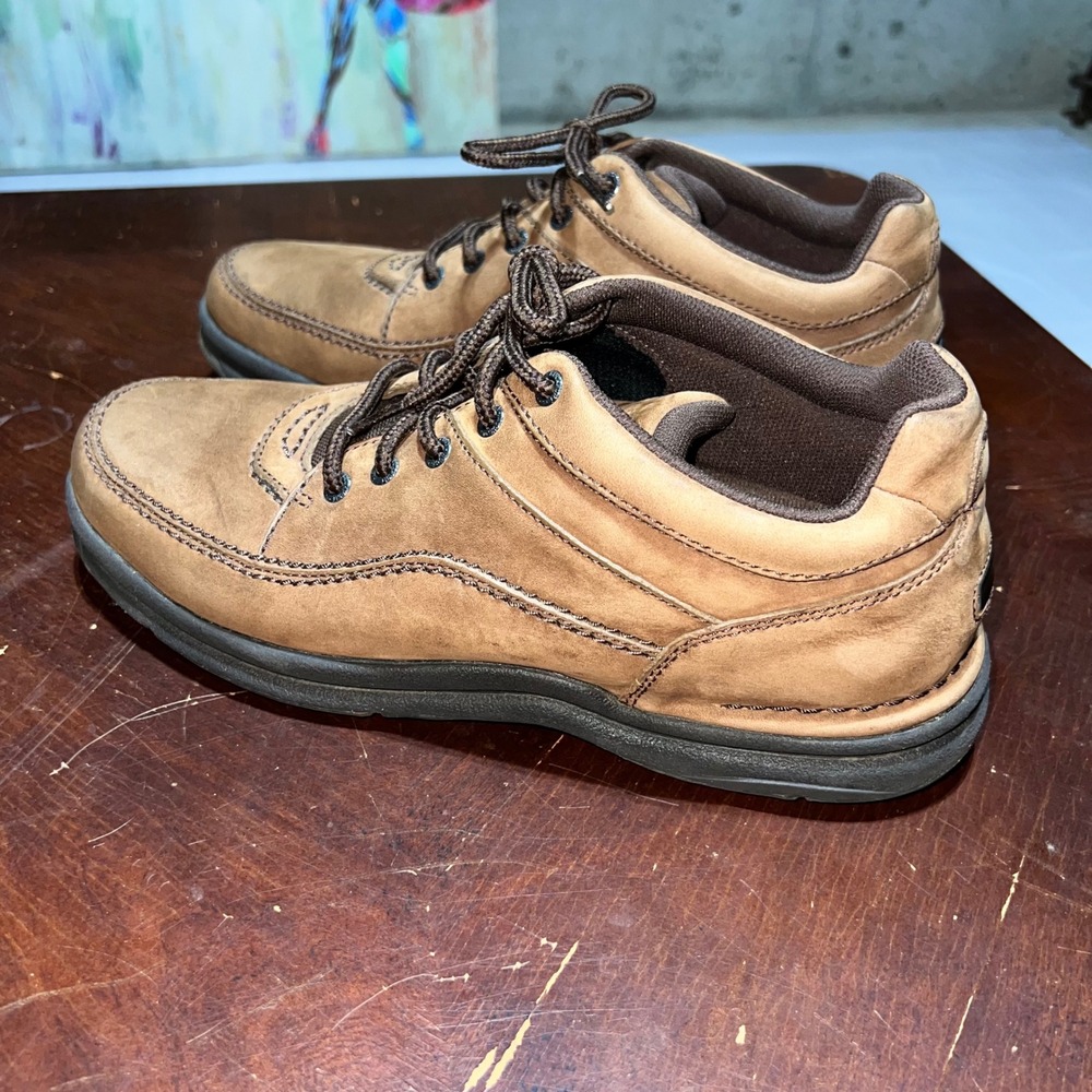 Rockport Mens MWT17 Tan Leather Walking Shoes Oxford Size 10.5 W Wide Brown